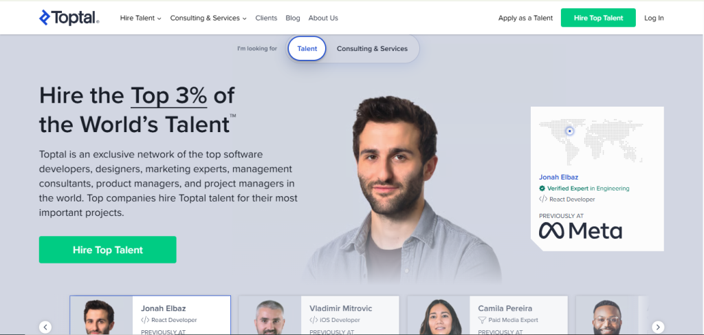 toptal home page