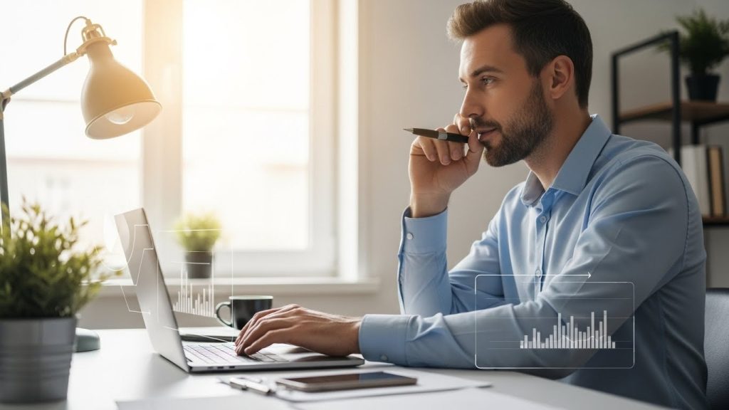 man working on freelancing